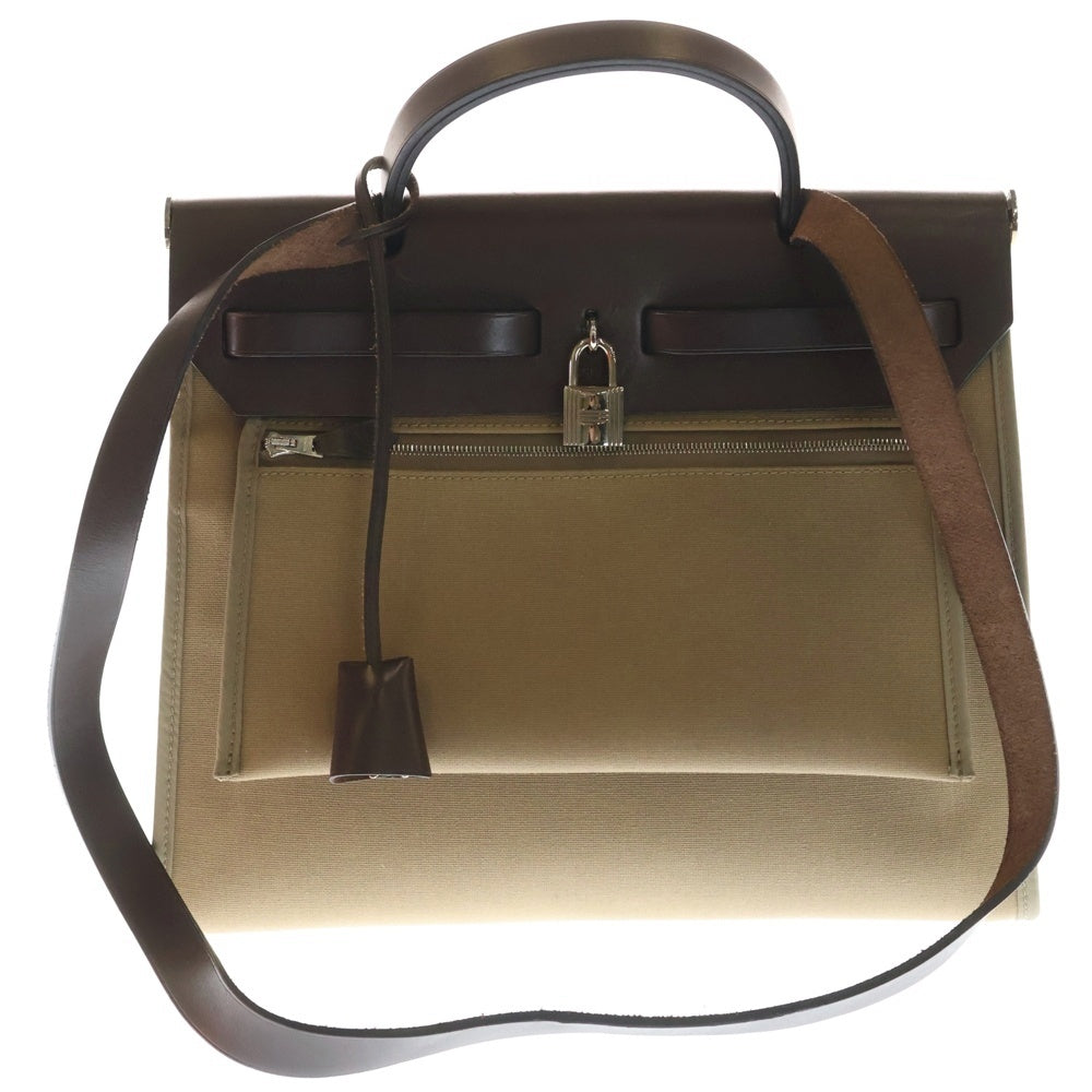 HERMES(エルメス) エールバッグジップPM ブラウン トワルオフィシエ×ヴァッシュハンター シルバー金具 □M刻印 ヴィンテージ レディース