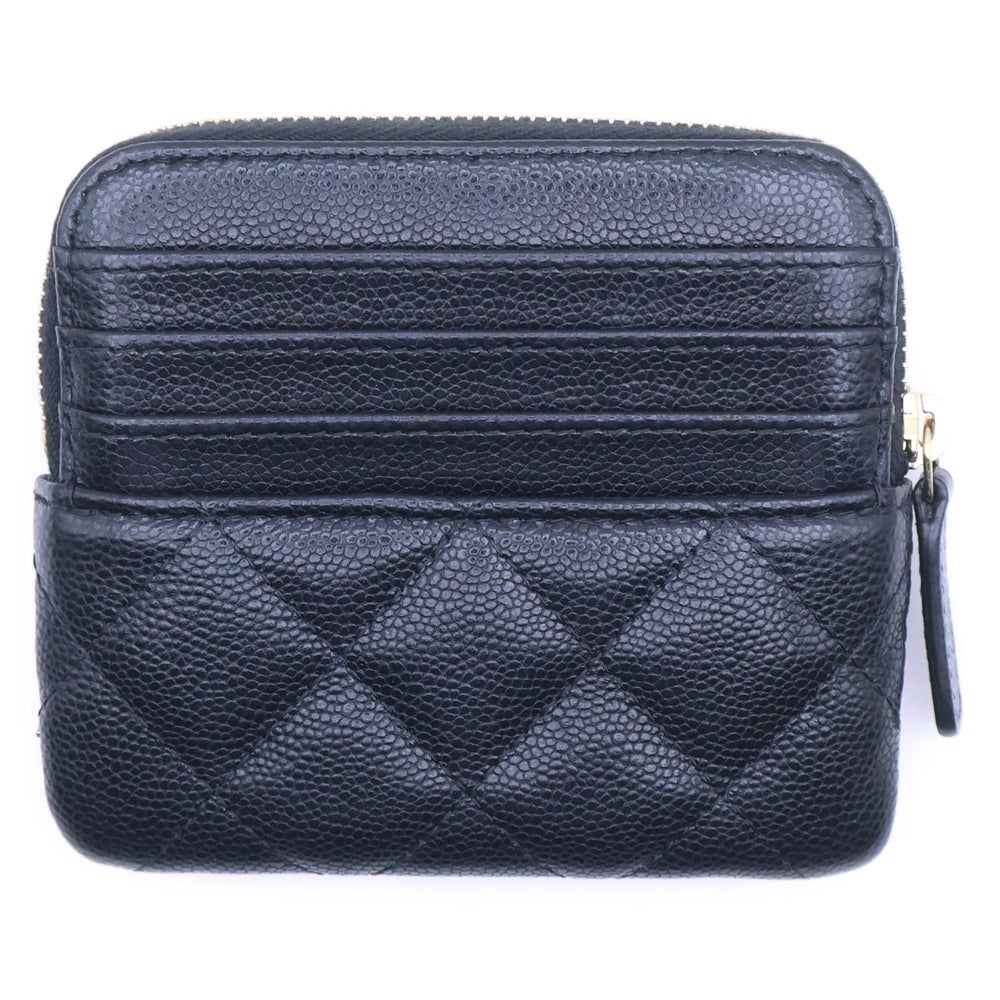 CHANEL(シャネル) マトラッセ タイムレスクラシック コインパース コインケース ポーチ カードケース ブラック キャビアスキン AP2061 ゴールド金具 レディース