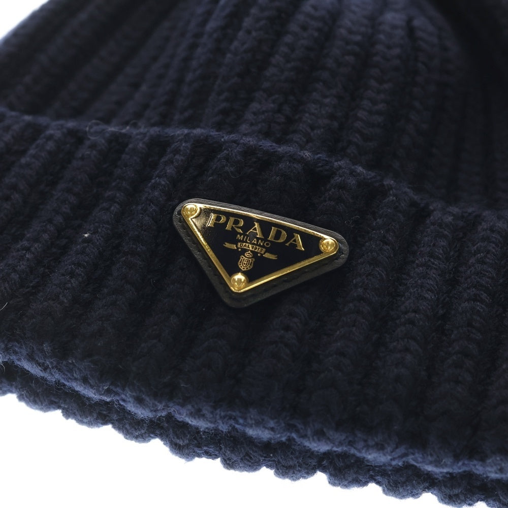 PRADA(プラダ) トライアングルロゴ ビーニー ニットキャップ ネイビー 1HC390