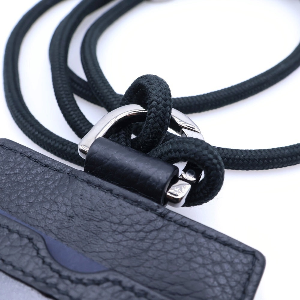 Christian Dior(クリスチャンディオール) オブリーク パスケース カードケース ショルダー 首掛け ブラック レザー×キャンバス シルバー金具 レディース