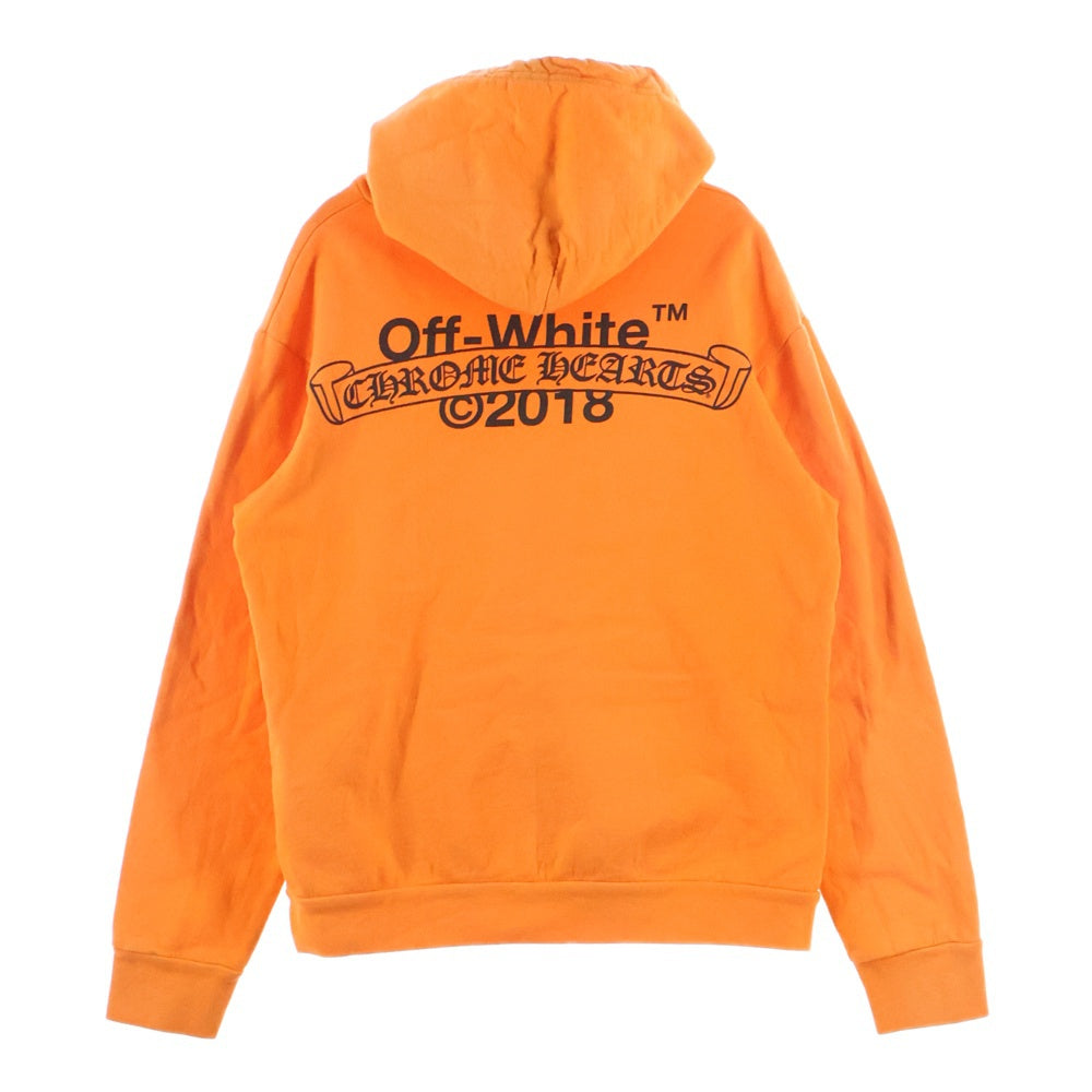 CHROME HEARTS(クロムハーツ) 18SS ×OFF WHITE HD PLVR V OFF WHITE オフホワイト ロゴプリント プルオーバーパーカー オレンジ