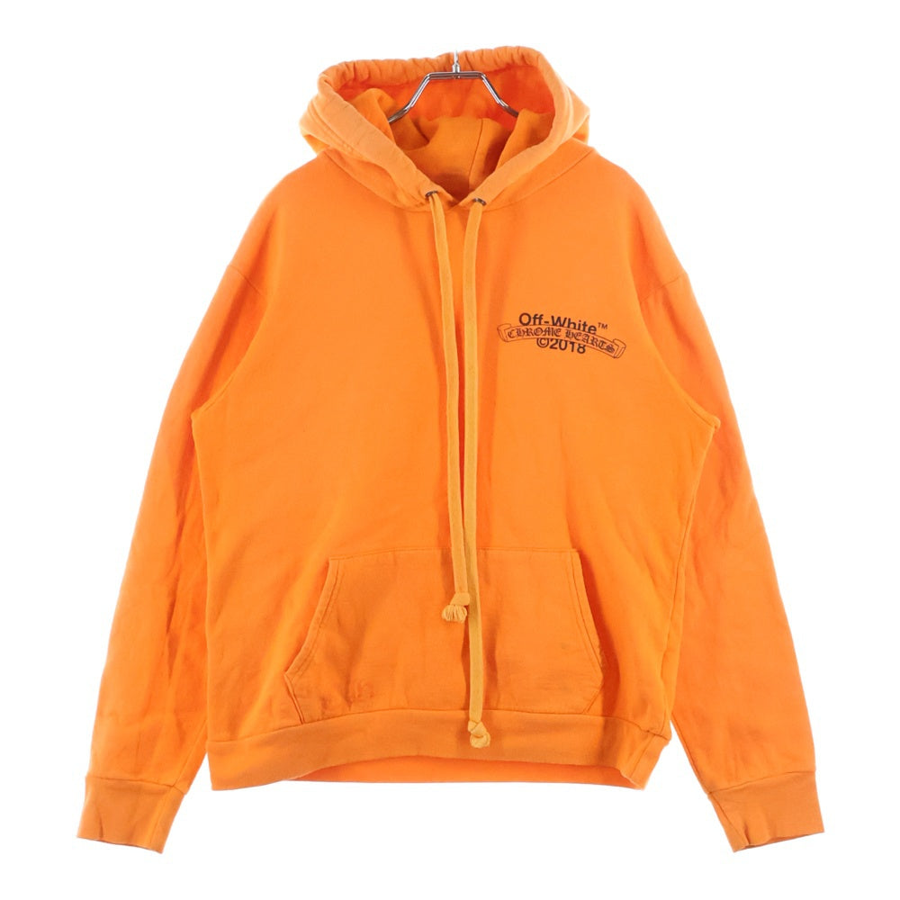 CHROME HEARTS(クロムハーツ) 18SS ×OFF WHITE HD PLVR V OFF WHITE オフホワイト ロゴプリント プルオーバーパーカー オレンジ