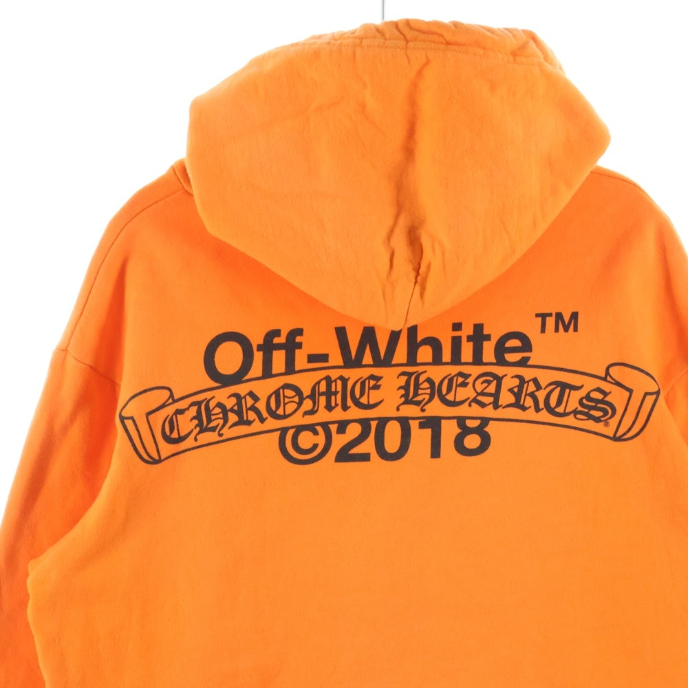 CHROME HEARTS(クロムハーツ) 18SS ×OFF WHITE HD PLVR V OFF WHITE オフホワイト ロゴプリント プルオーバーパーカー オレンジ