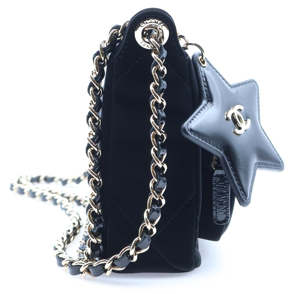 CHANEL(シャネル) マトラッセ ココネージュ チェーンクラッチ ベルベット エフェクト ナイロン ショルダーバッグ ゴールド金具 ブラック AP4771 レディース