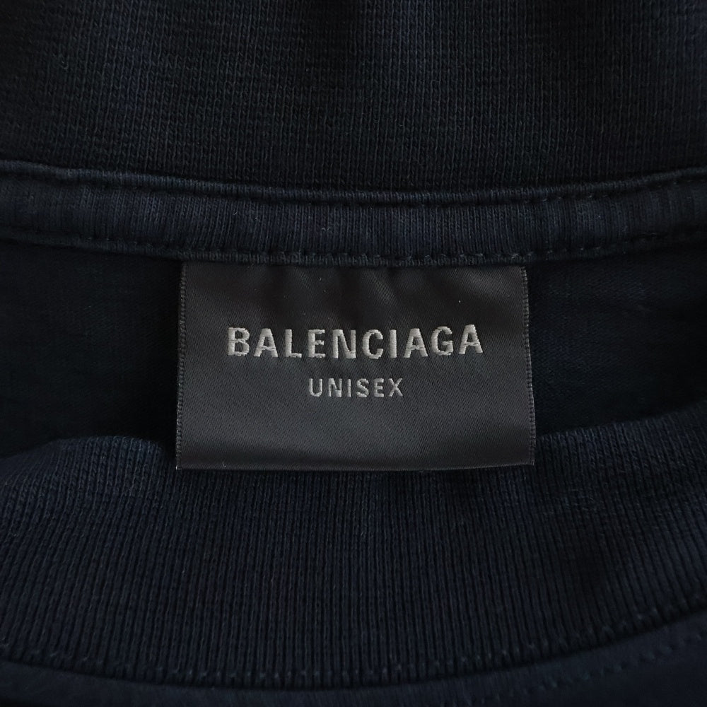 BALENCIAGA(バレンシアガ) Flight Seal Logo Tee フロントロゴデザイン クルーネック半袖Tシャツ ブラック 764235 TSVK3