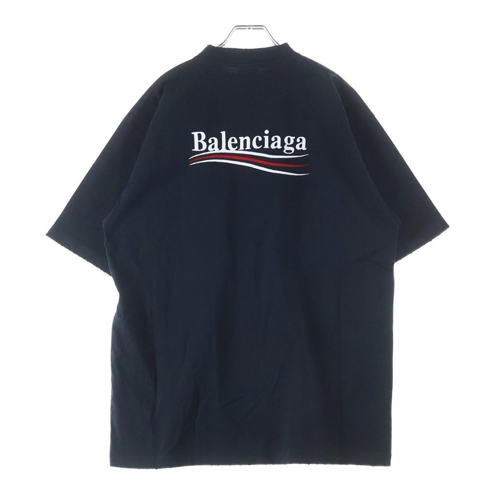 BALENCIAGA(バレンシアガ) POLITICAL CAMPAIGN LARGE FIT TEE ポリティカル キャンペーンロゴ ラージ フィット クルーネック半袖Tシャツ カットソー ブラック 641675 TKVJ1