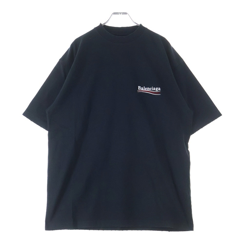 BALENCIAGA(バレンシアガ) POLITICAL CAMPAIGN LARGE FIT TEE ポリティカル キャンペーンロゴ ラージ フィット クルーネック半袖Tシャツ カットソー ブラック 641675 TKVJ1