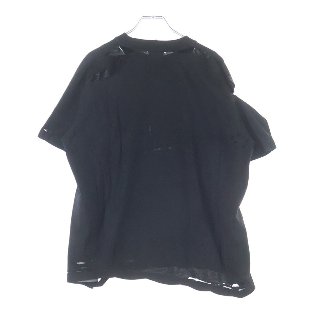 BALENCIAGA(バレンシアガ) 25AW Logo Motif EMO T-Shirt フロント刺繍 クルーネック半袖Tシャツ ブラック 26344 TSVP4