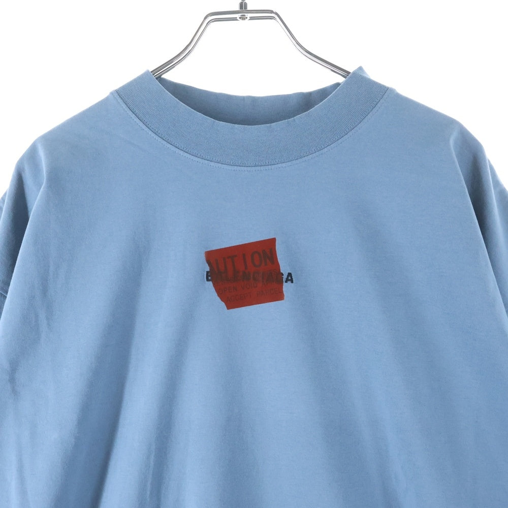 BALENCIAGA(バレンシアガ) 25SS Medium Fit T-Shirt テーピングロゴ刺繍 半袖Tシャツ ブルー 764235 TSVG2