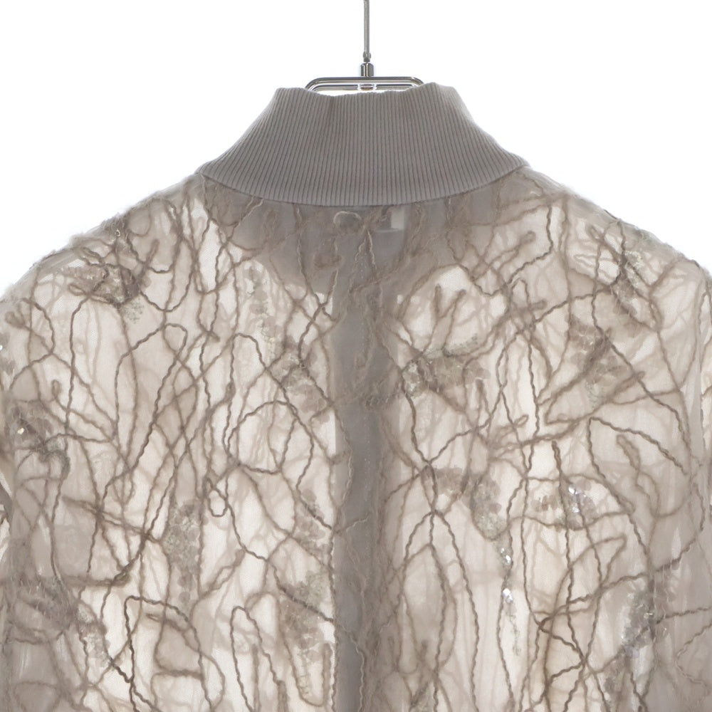 BRUNELLO CUCINELLI(ブルネロクチネリ) シースルー スパンコール ジップアップ ジャケット ブルゾン ベージュ レディース