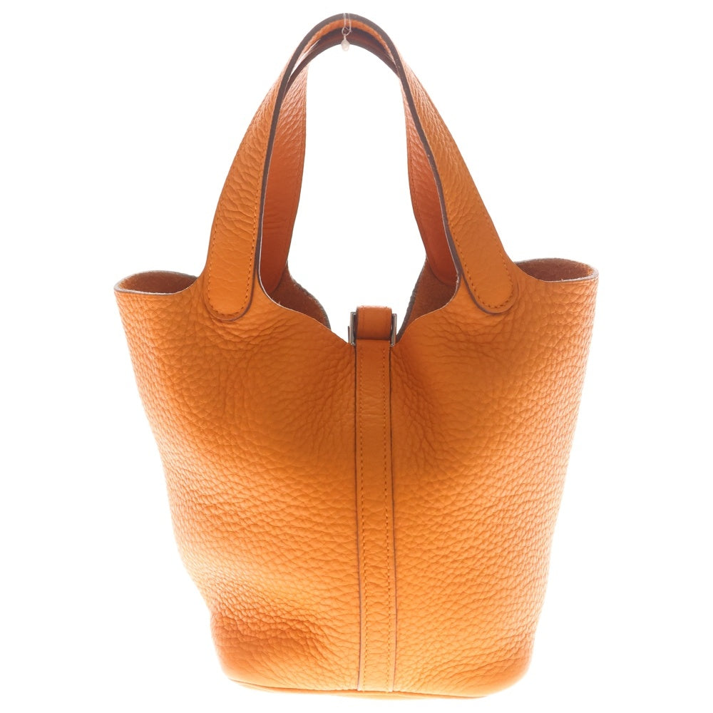 HERMES(エルメス) ピコタンロックPM トリヨンクレマンス レザー ハンドバッグ シルバー金具 オレンジ □M刻印 レディース