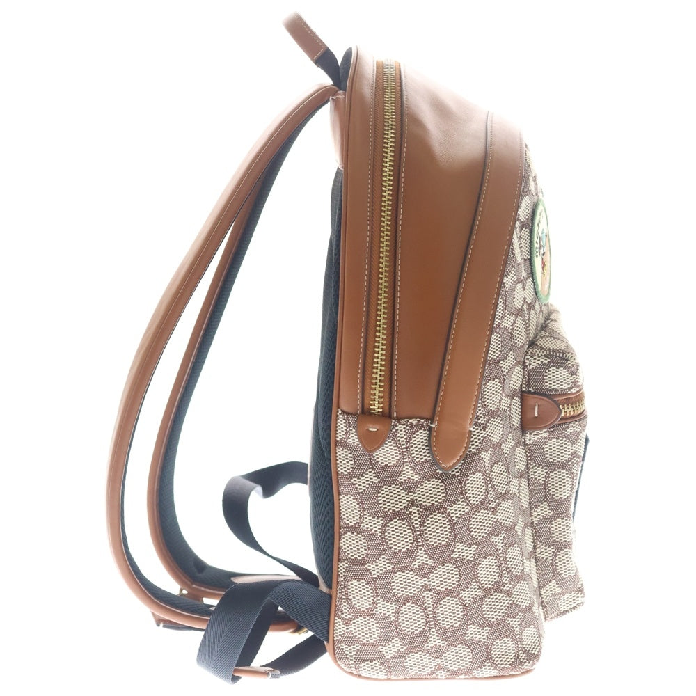 COACH(コーチ) ×Disney ディズニー ワッペン チャーター キャンバス レザー バックパック リュックサック ブラウン CG975 レディース