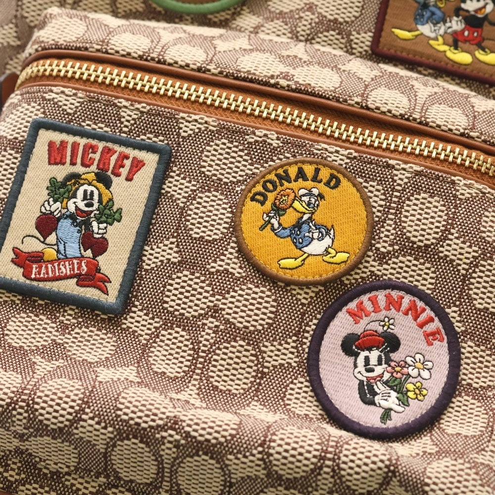 COACH(コーチ) ×Disney ディズニー ワッペン チャーター キャンバス レザー バックパック リュックサック ブラウン CG975 レディース