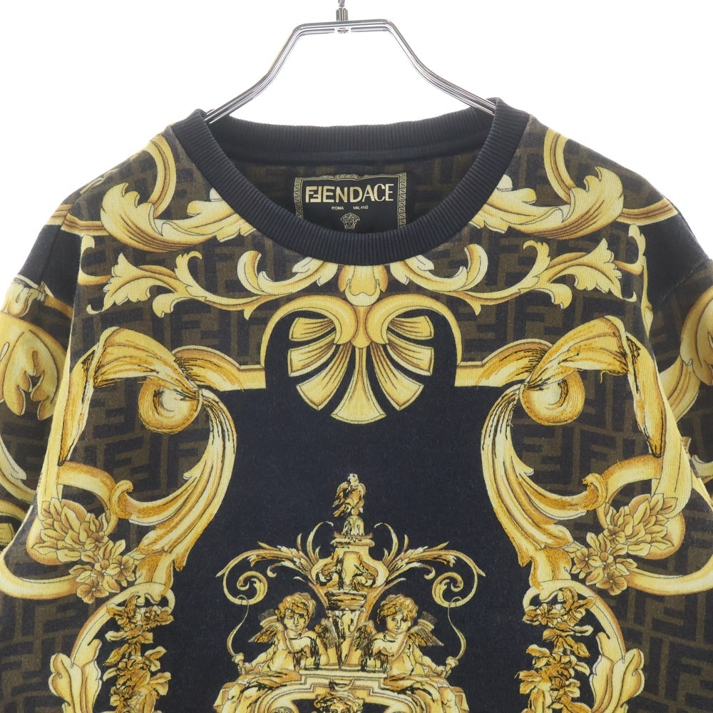 FENDI(フェンディ) ×VERSACE FENDACE ヴェルサーチ フェンダーチェ ズッカ メデューサ バロック総柄プリント クルーネック プルオーバー スウェット トレーナー FY0178 AKE1