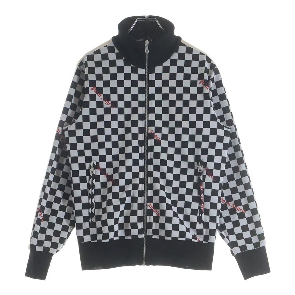 Palm Angels(パームエンジェルス) チェッカー柄 サイドライン ジップアップ トラックジャケット ブラック PMBD001F22FAB004