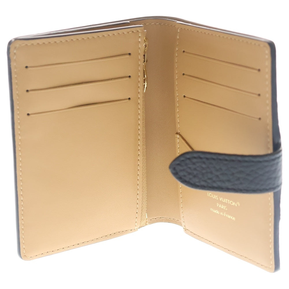 LOUIS VUITTON(ルイヴィトン) LV ヴェルティカル コンパクトウォレット 二つ折り財布 ブラック ノワール トリヨンレザー M81561 ゴールド金具