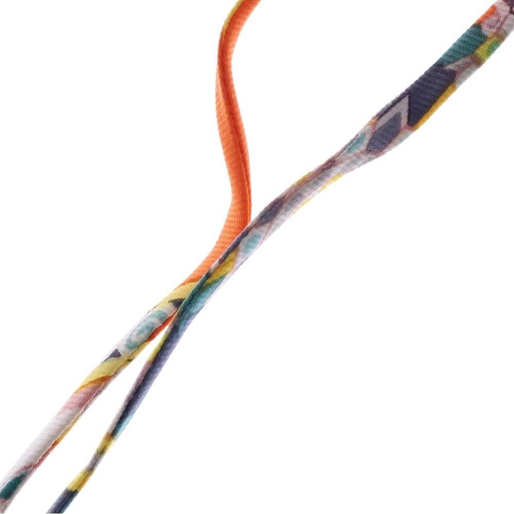 HERMES(エルメス) パドック 鞍 チョーカー シルク ストラップ ネックレス シルバー/オレンジ レディース