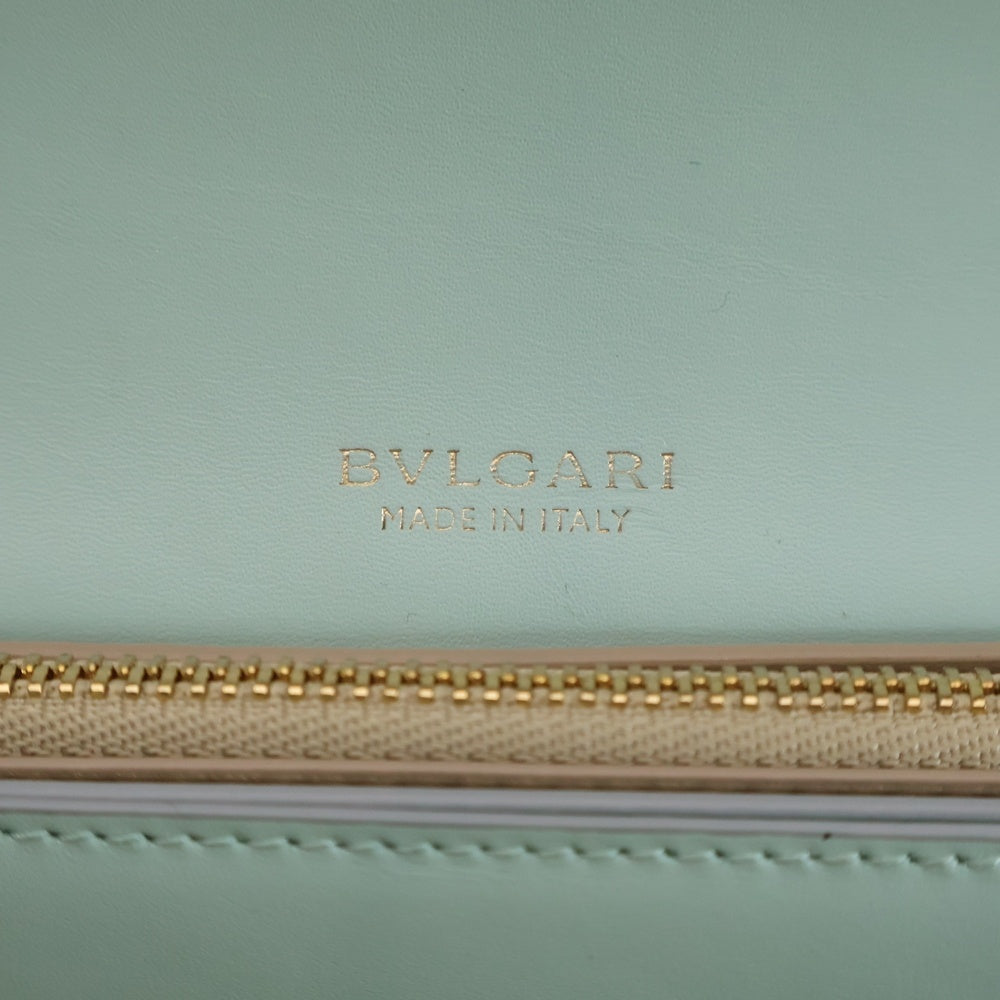 BVLGARI(ブルガリ) セルペンティ フォーエバー ラージウォレット ロングウォレット カードケース 長財布 ミントグリーン ライトブルー レザー ゴールド金具 レディース