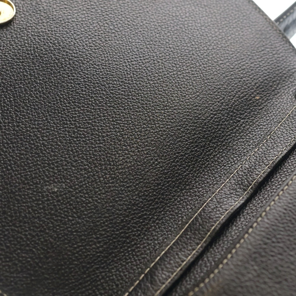 YVES SAINT LAURENT(イヴサンローラン) カサンドラロゴ レザー ショルダーバッグ ゴールド金具 ブラック レディース