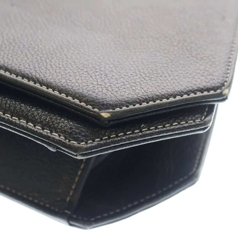 YVES SAINT LAURENT(イヴサンローラン) カサンドラロゴ レザー ショルダーバッグ ゴールド金具 ブラック レディース