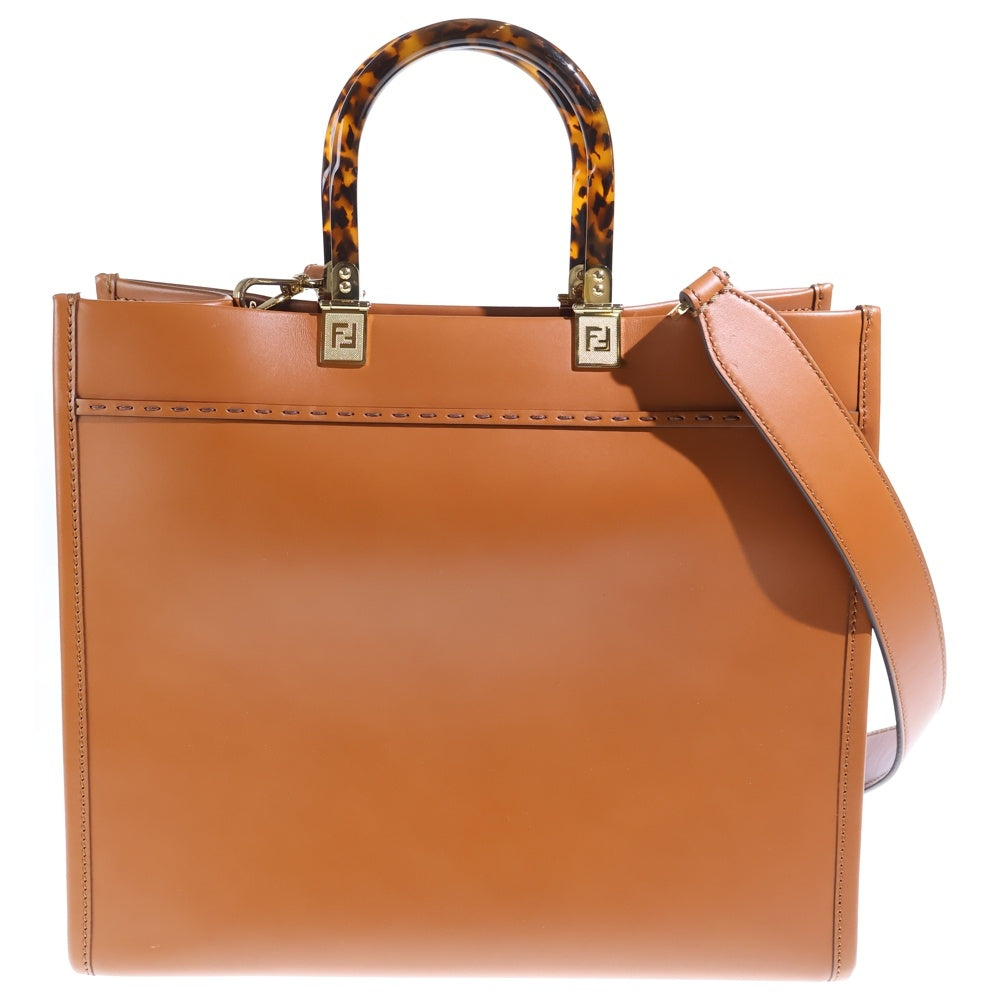 FENDI(フェンディ) サンシャイン ミディアム 2WAYバッグ ショルダーバッグ トートバッグ ハンドバッグ ブラウン レザー ゴールド金具 レディース