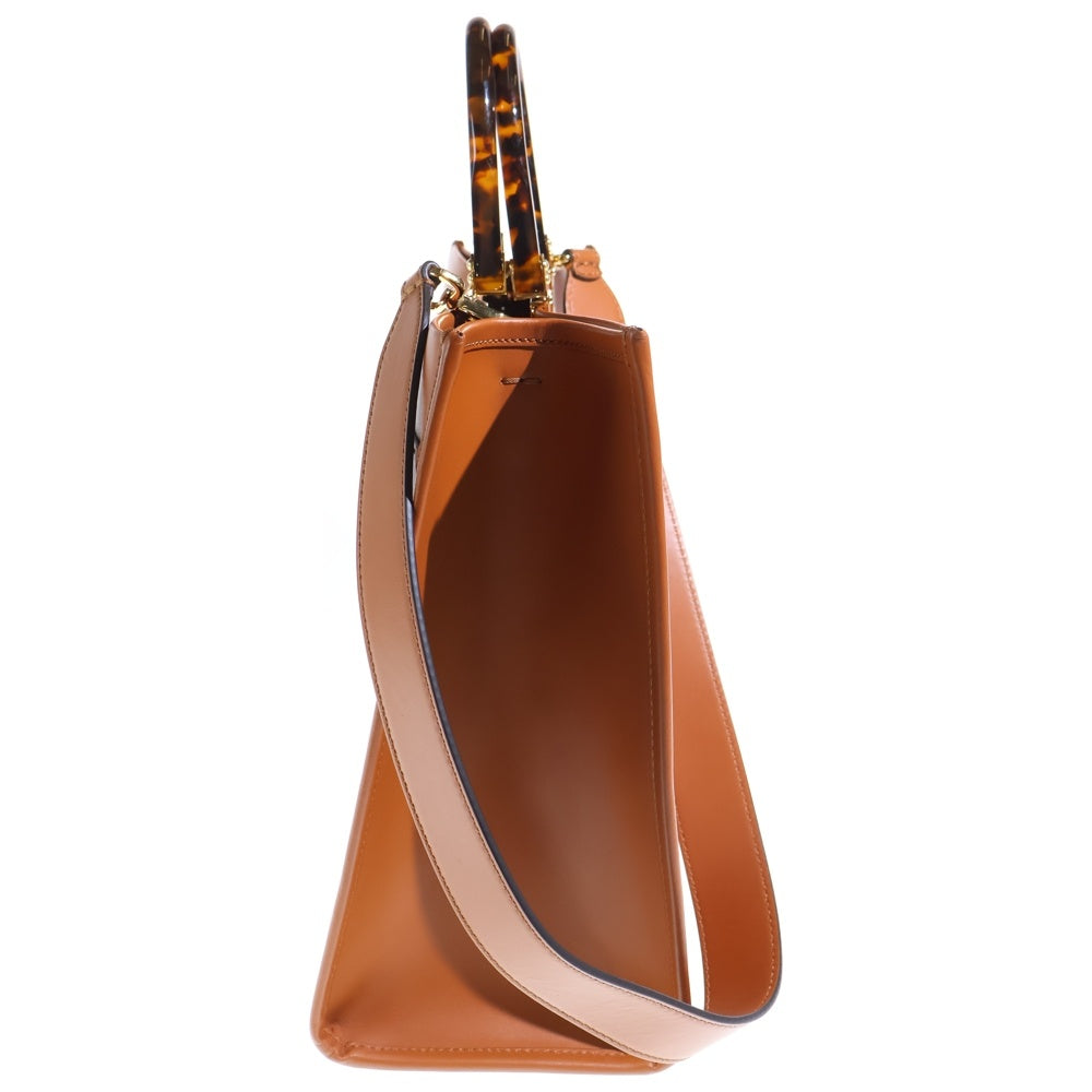 FENDI(フェンディ) サンシャイン ミディアム 2WAYバッグ ショルダーバッグ トートバッグ ハンドバッグ ブラウン レザー ゴールド金具 レディース