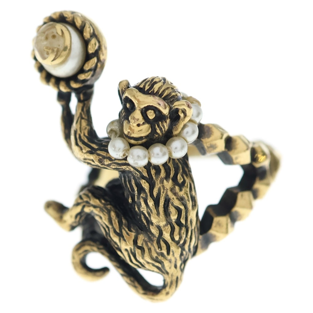 GUCCI(グッチ) モンキー フェイクパール リング 指輪 ゴールド