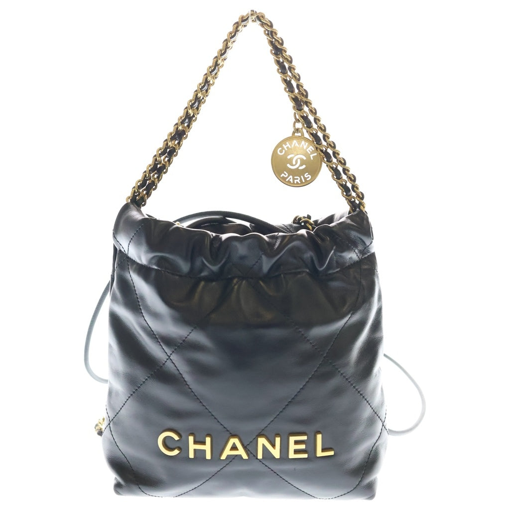 CHANEL(シャネル) シャネル22 ミニ カーフスキン レザー ブラック AS3980 ゴールド金具 レディース