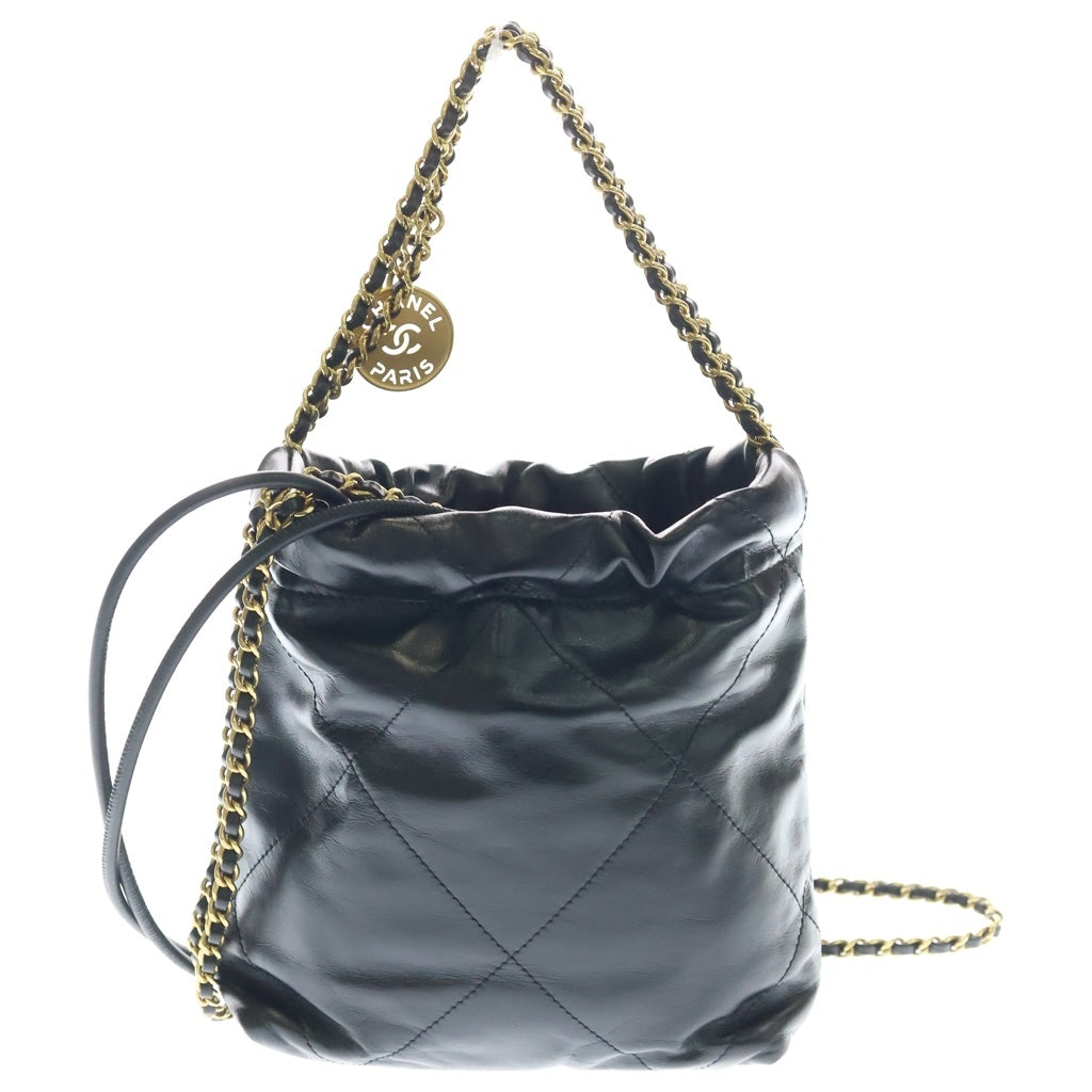 CHANEL(シャネル) シャネル22 ミニ カーフスキン レザー ブラック AS3980 ゴールド金具 レディース