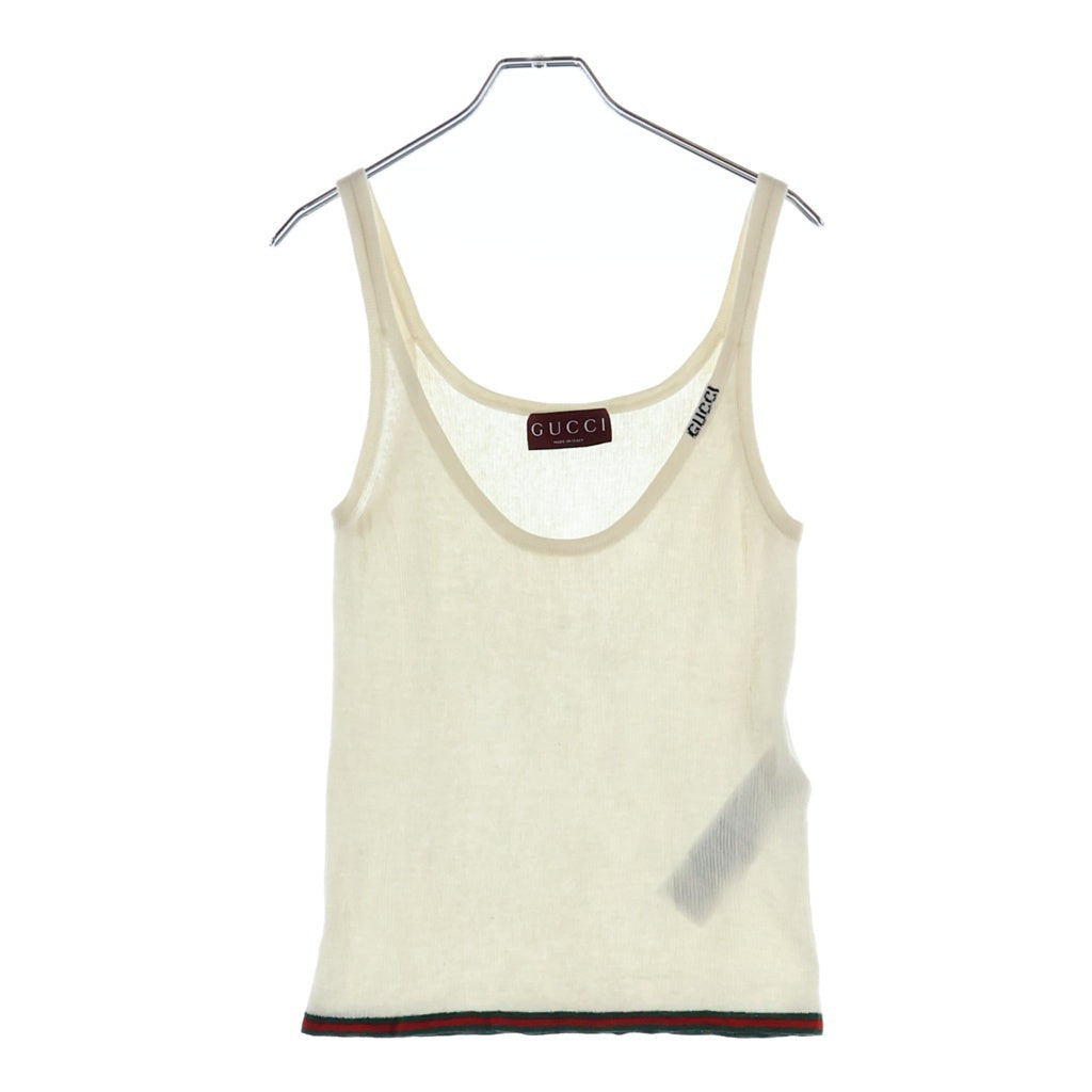 GUCCI(グッチ) 24SS ファイン リブ カシミア キャミソール タンクトップ アイボリーグリーン #M 782568 レディース