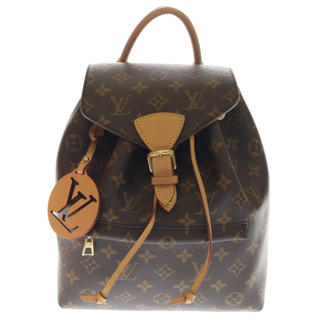 LOUIS VUITTON(ルイヴィトン) モノグラム モンスリ NM PM リュックサック バックパック ブラウン レザー×PVC M45501 ゴールド金具 レディース