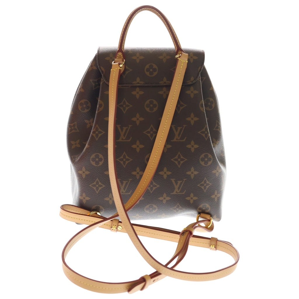 LOUIS VUITTON(ルイヴィトン) モノグラム モンスリ NM PM リュックサック バックパック ブラウン レザー×PVC M45501 ゴールド金具 レディース