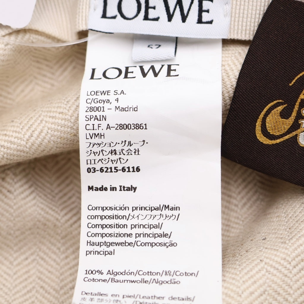 LOEWE(ロエベ) フレイド レザーロゴパッチ デニム フィッシャーマン バケット ハット 帽子 インディゴ K820HF1X26