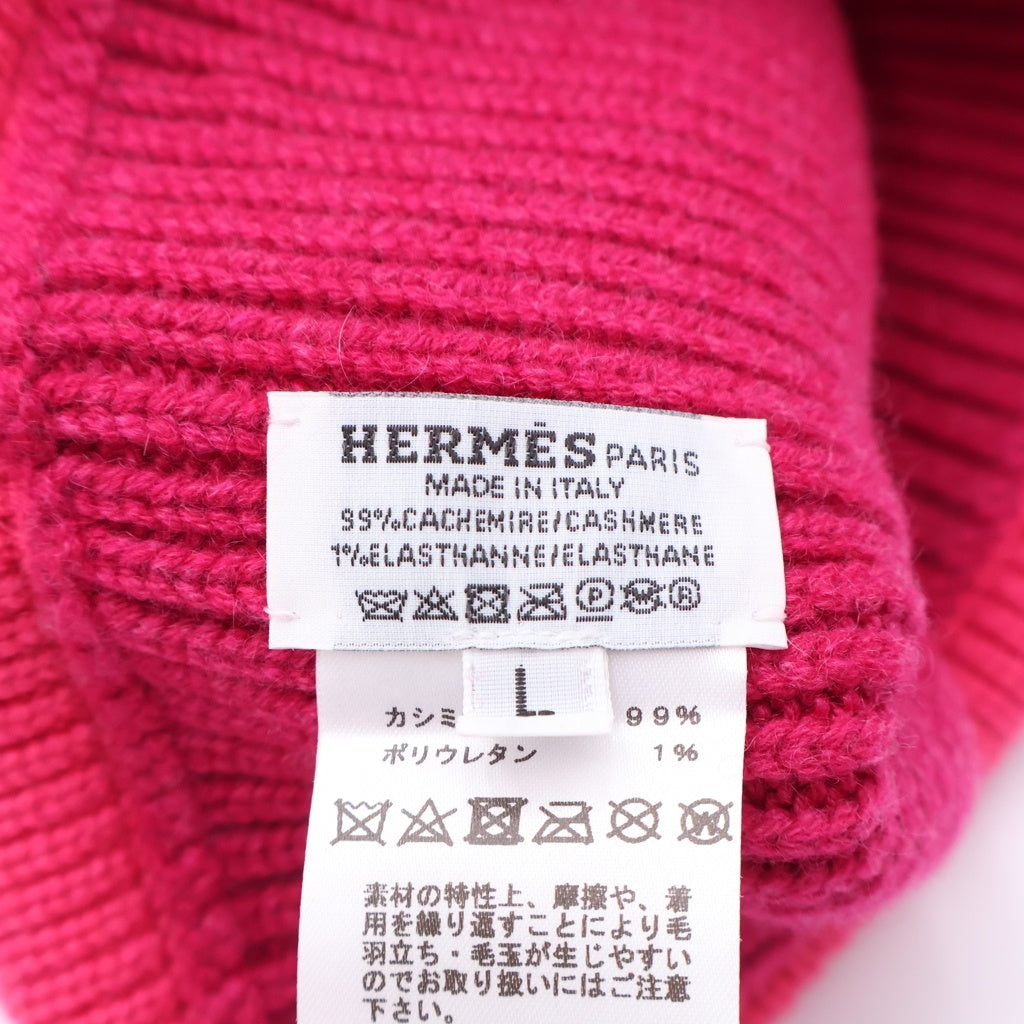 HERMES(エルメス) ■ニット帽 ヘヴン シェーヌダンクル ローズエクストリーム ピンク カシミア レディース