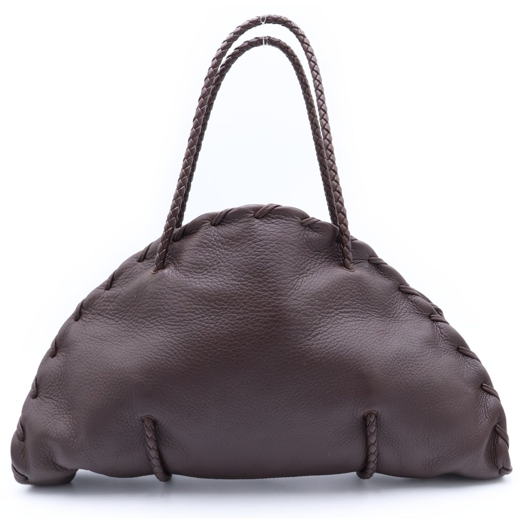 BOTTEGA VENETA(ボッテガヴェネタ) ハンドバッグ がま口 イントレチャート トートバッグ ブラウン レザー レディース
