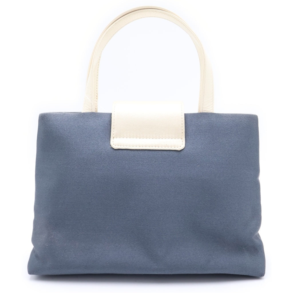 BVLGARI(ブルガリ) ミニハンドバッグ グレー×ホワイト サテン×レザー シルバー金具 レディース