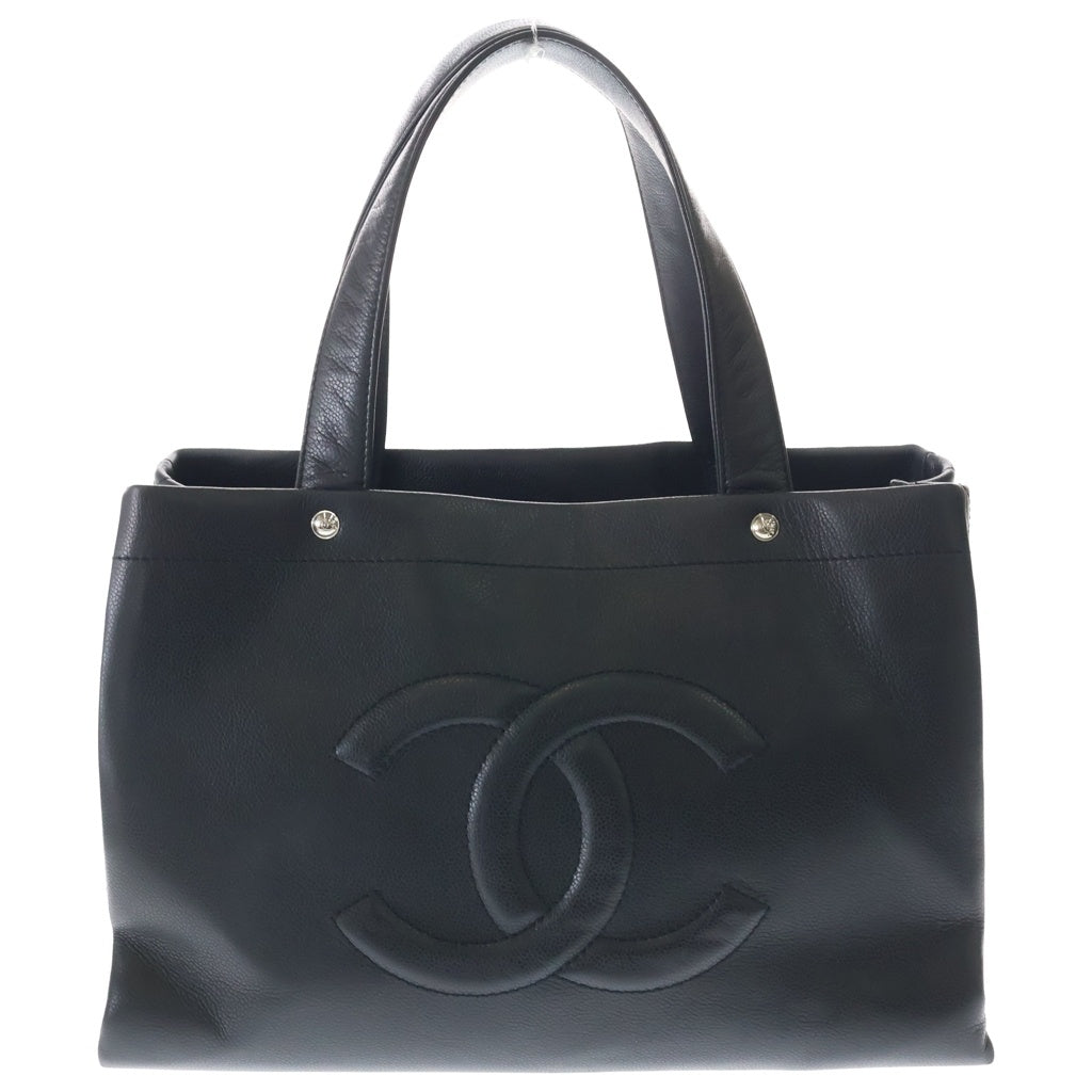 CHANEL(シャネル) ココマーク トートバッグ ハンドバッグ ブラック キャビアスキン A46566 シルバー金具 レディース