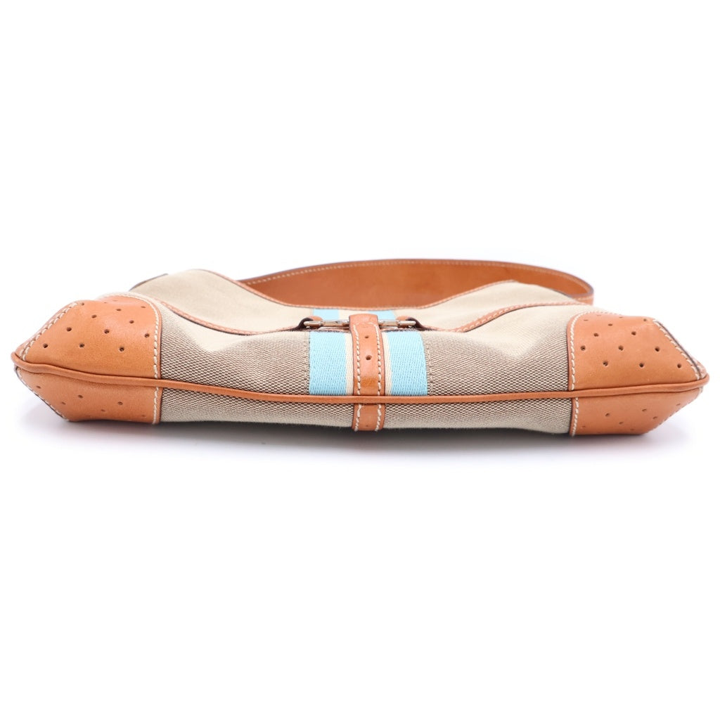 GUCCI(グッチ) ■ショルダーバッグ インターロッキングG ブラウン ジャガード×レザー 114877 レディース