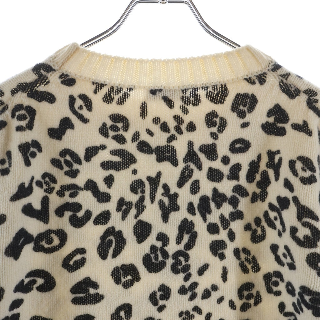 SAINT LAURENT PARIS(サンローランパリ) 16AW レオパード総柄プリント ウール ニット セーター アイボリー 434775 Y1RC1