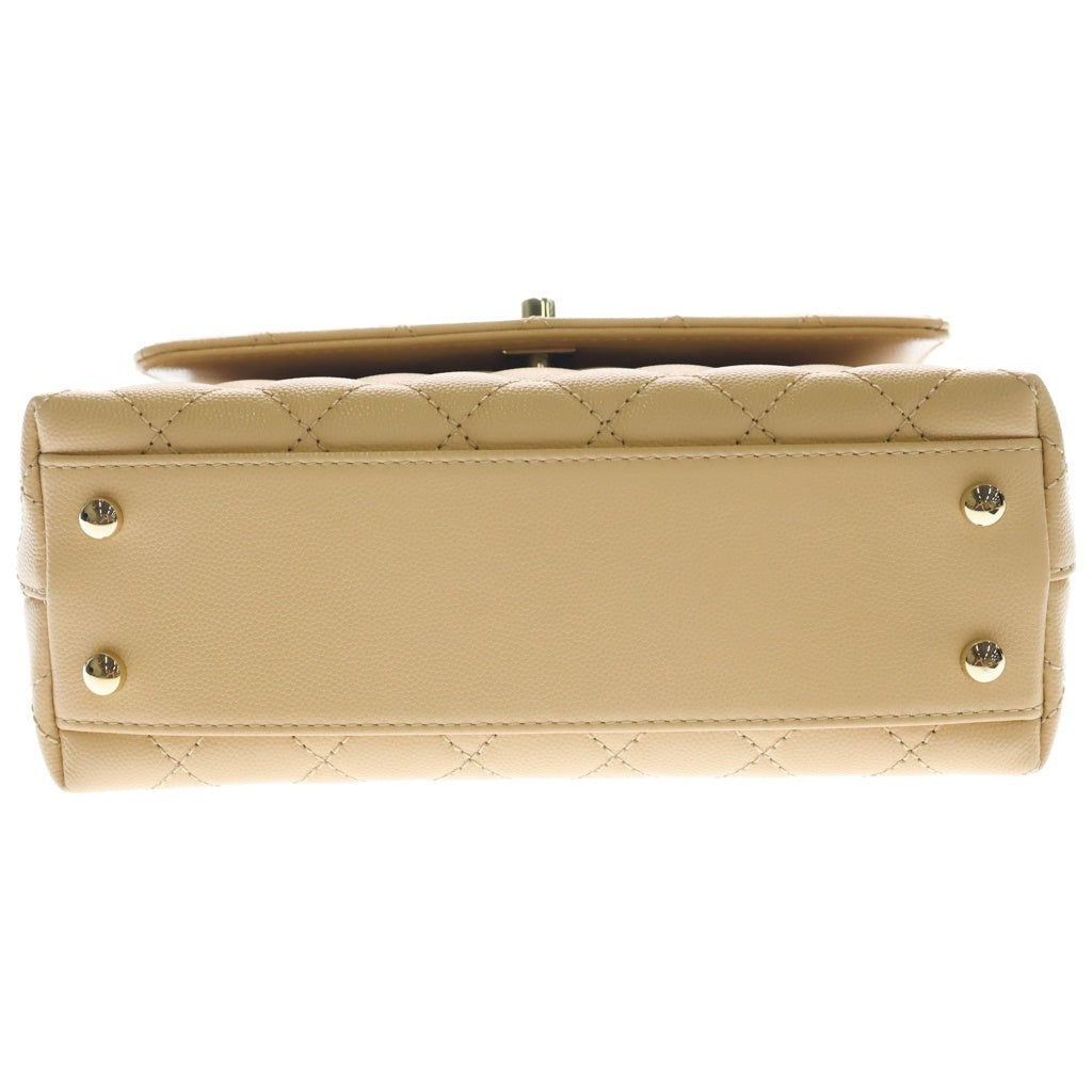 CHANEL(シャネル) ココハンドル24 マトラッセ 2WAY ハンドバッグ ショルダーバッグ キャビアスキン シャンパン金具 A92990 クリーム ベージュ レディース