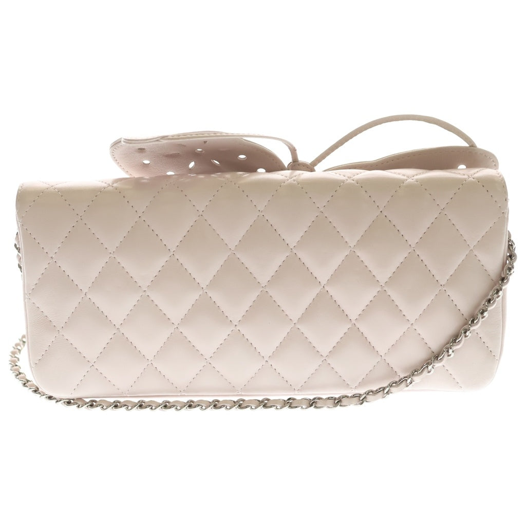 CHANEL(シャネル) バタフライクラッチフラップ ショルダーバッグ ピンク ラムスキン シルバー金具 レディース
