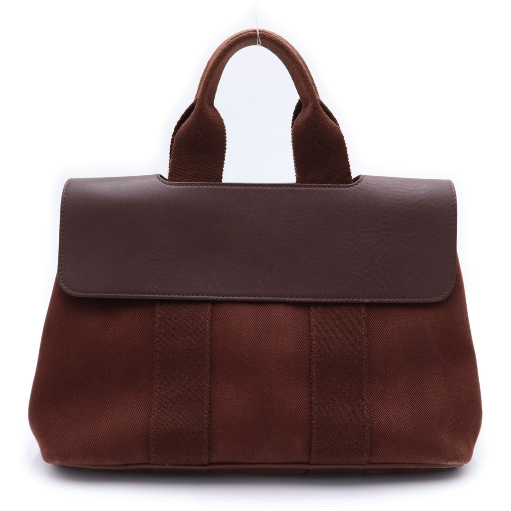 HERMES(エルメス) ヴァルパライソPM ハンドバッグ ブラウン トワルシェブロン×ヴォースイフト シルバー金具 レディース