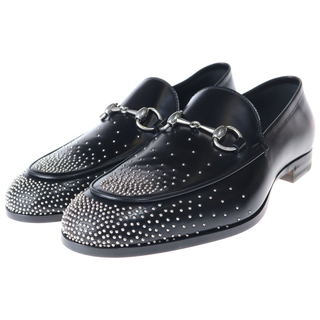 GUCCI(グッチ) 26SS スタッズ ホースビット レザー ローカットシューズ ローファー ブラック 851395