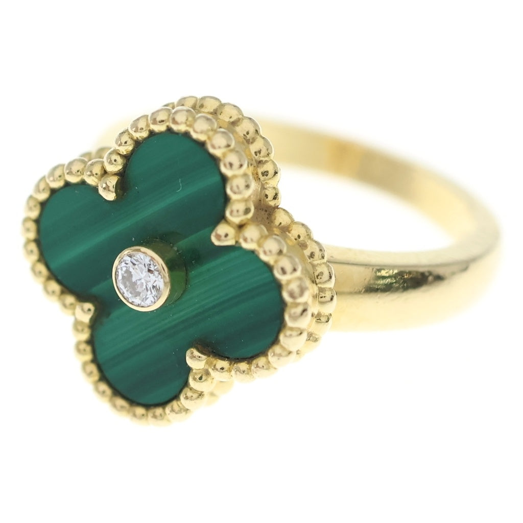Van Cleef & Arpels(ヴァンクリーフアンドアーペル) ヴィンテージアルハンブラ マラカイト ダイヤリング ゴールド×グリーン Au750YG #51 7.4g VCARO3QM51 レディース
