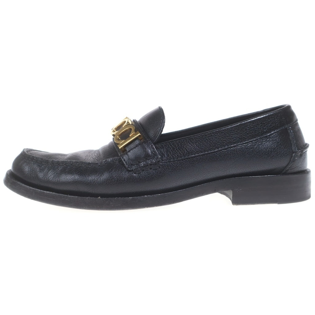 GUCCI(グッチ) ロゴメタル レザーローファー ブラック 700036 #37 1/2 レディース