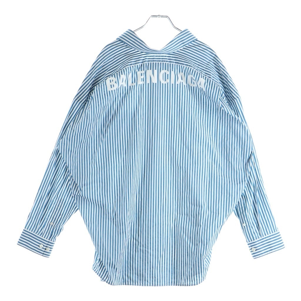 BALENCIAGA(バレンシアガ) 21AW バックロゴストライプシャツ 長袖シャツ ブルー 622050 #F34 レディース