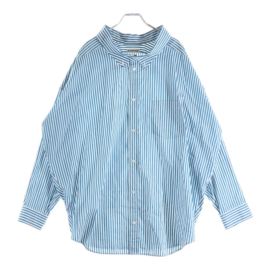 BALENCIAGA(バレンシアガ) 21AW バックロゴストライプシャツ 長袖シャツ ブルー 622050 #F34 レディース
