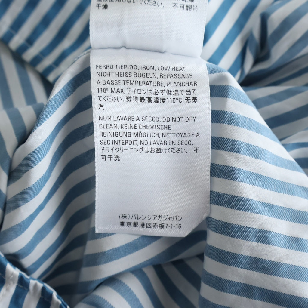 BALENCIAGA(バレンシアガ) 21AW バックロゴストライプシャツ 長袖シャツ ブルー 622050 #F34 レディース
