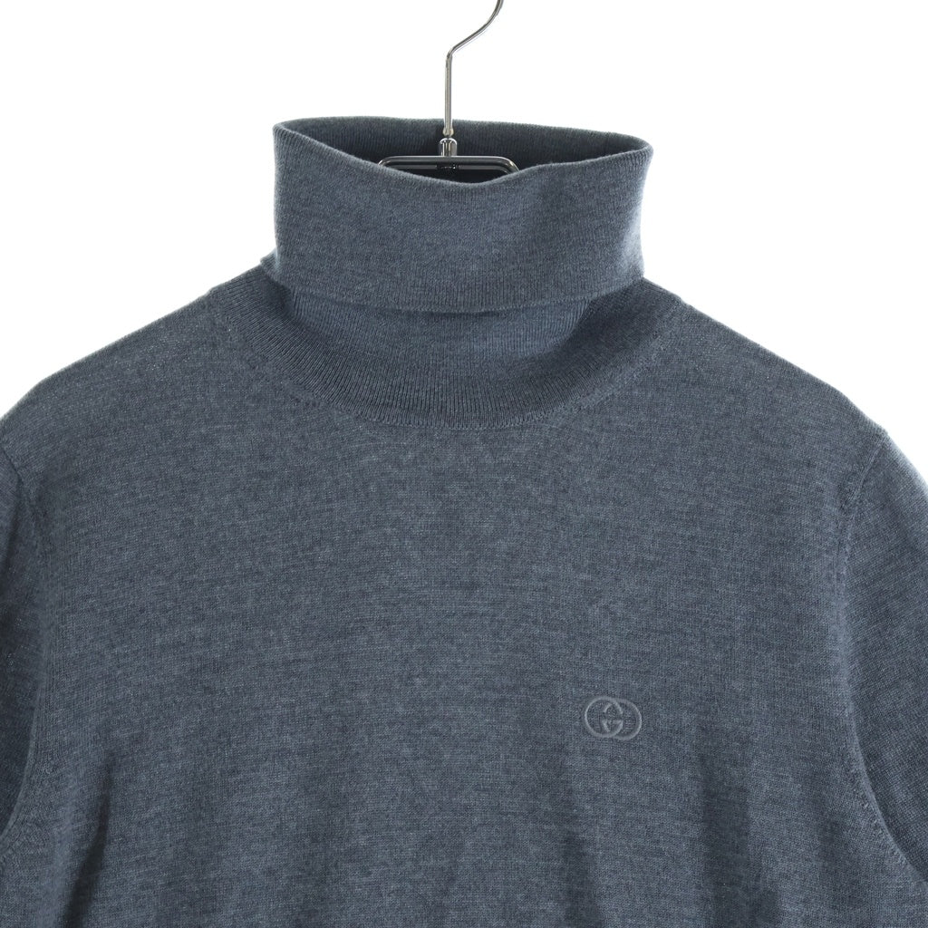 GUCCI(グッチ) 25AW エンブロイダリー ファインウール タートルネック ニット グレー 851975 #M 851975 レディース