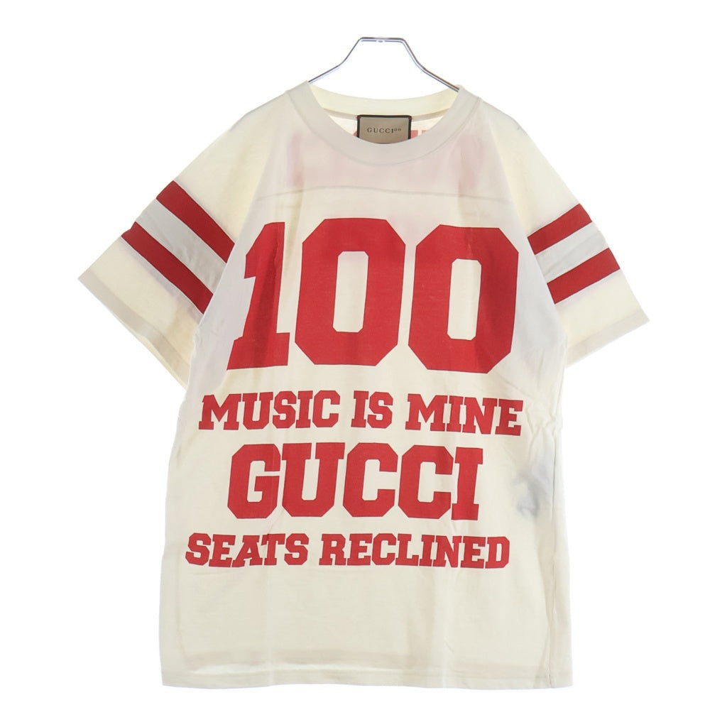 GUCCI(グッチ) 21SS 100周年 MUSIC IS MINE ロゴ Tシャツ ホワイト 660744 #XS